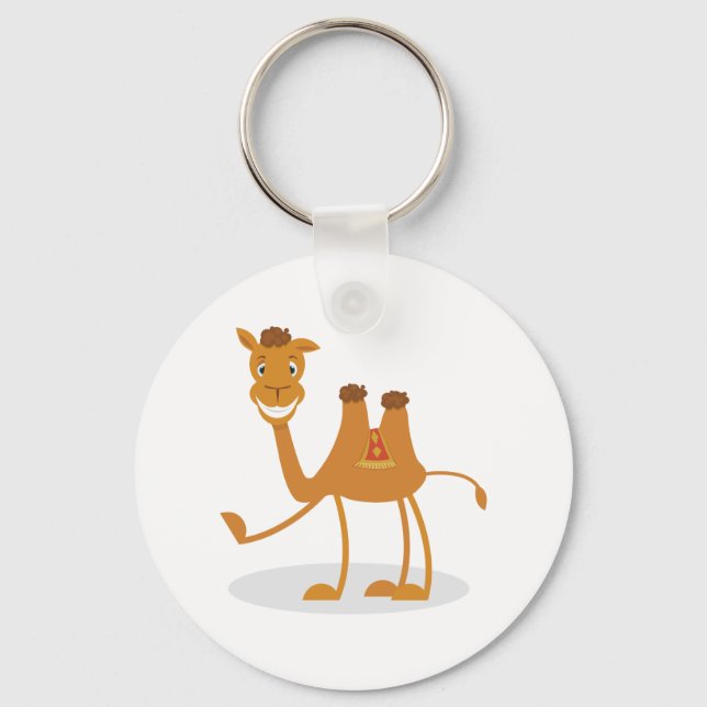 Cartoon Camel Smiling Desert Animal Character Keychain (Front)