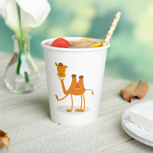 Cartoon Camel Smiling Desert Animal Character Paper Cups