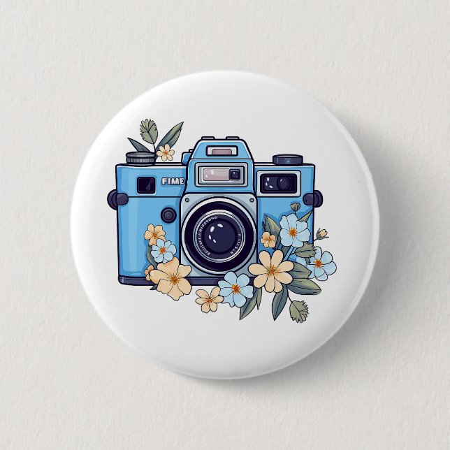 Cartoon camera illustration 2 inch round button (Front)