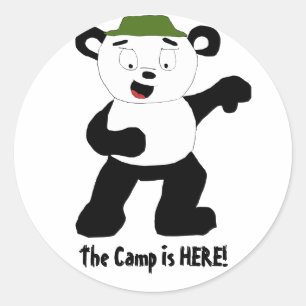 Cartoon Camp Panda Classic Round Sticker