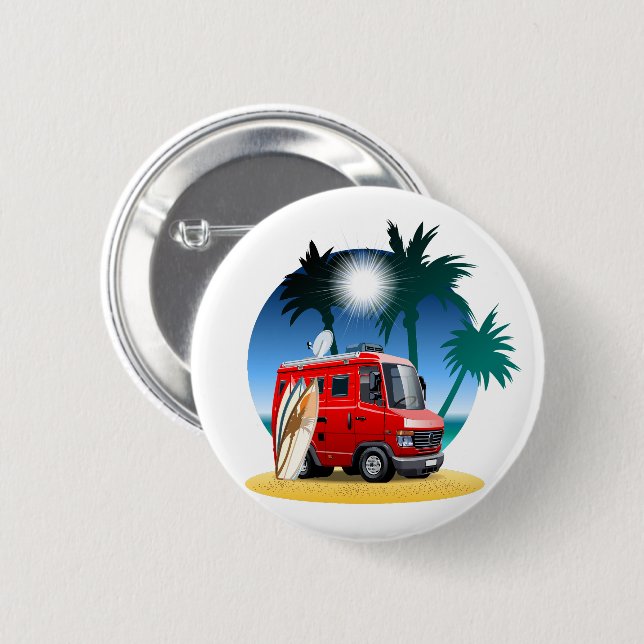 Cartoon Camper 2 Inch Round Button (Front & Back)