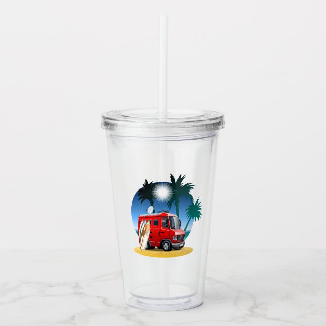 Cartoon Camper Acrylic Tumbler (Front)