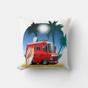 Cartoon Camper Throw Pillow