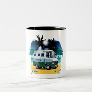 Cartoon Camper Two-Tone Coffee Mug