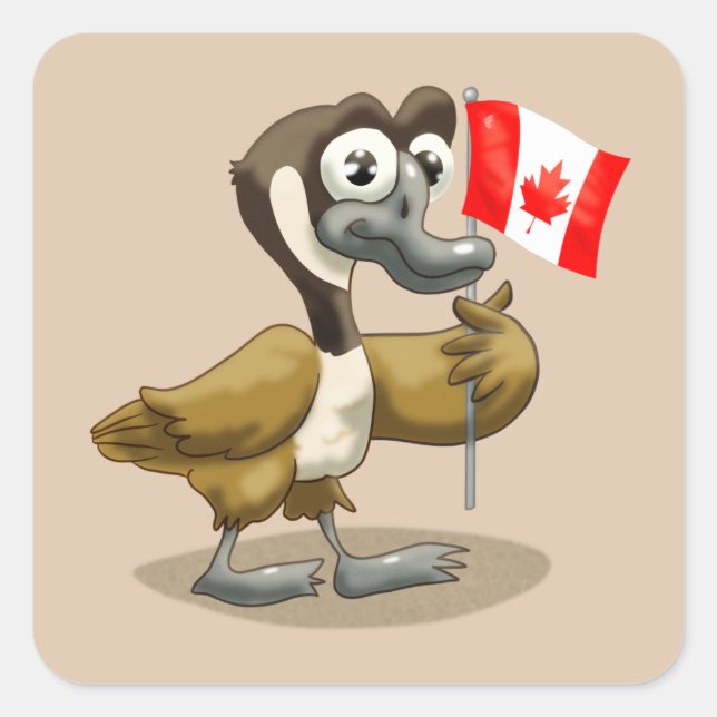 Cartoon Canada Goose Square Sticker (Front)