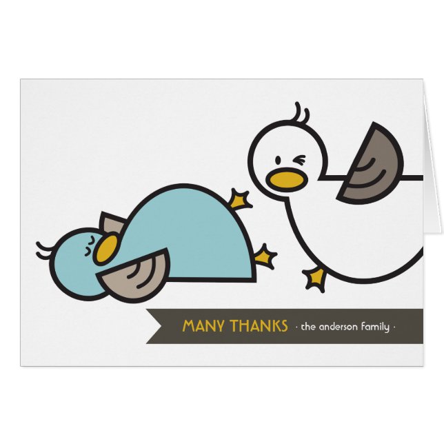 Cartoon Canards Twin Faire-part de naissance (Devant Horizontal)
