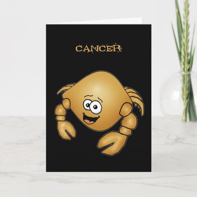 Cartoon Cancer Crabe carte d'anniversaire. (Devant)