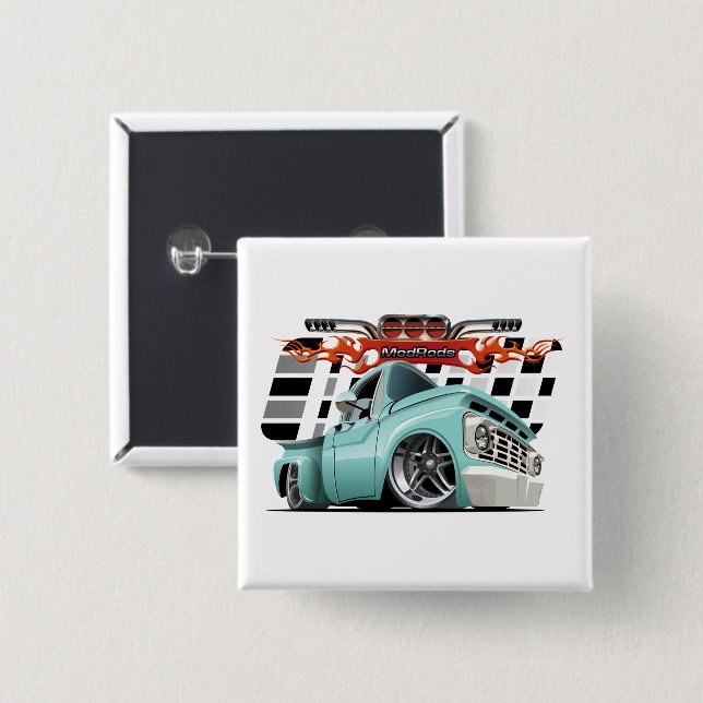 Cartoon car 2 inch square button (Front & Back)
