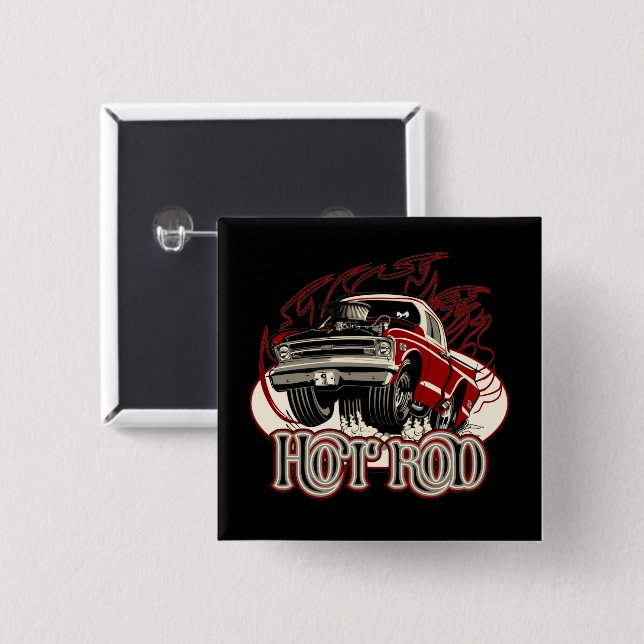 Cartoon car 2 inch square button (Front & Back)