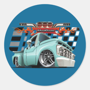 Cartoon car classic round sticker