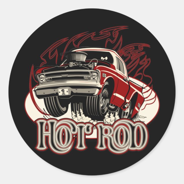 Cartoon car classic round sticker (Front)