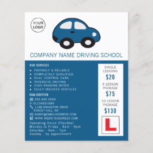 Cartoon Car, Driving School, Instructor Advert Flyer