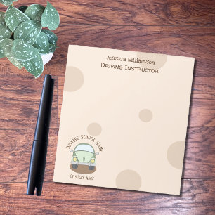Cartoon Car Driving School Instructor Notepad