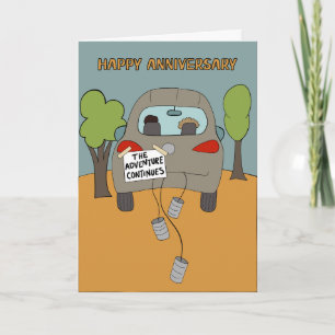 Cartoon Car Happy Anniversary Card for Couples