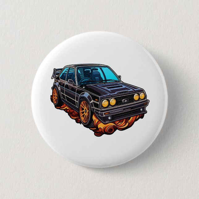 Cartoon car illustration 2 inch round button (Front)