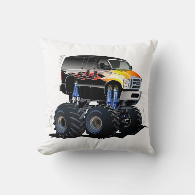 Cartoon car throw pillow (Front)