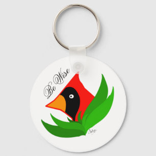 Cartoon Cardinal Bird Keychain