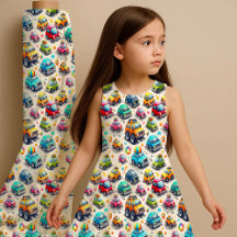 Cartoon Cars Colorful Kids Nursery Fabric Print