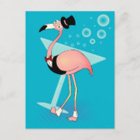 Cartoon Casino Flamingo with Martini