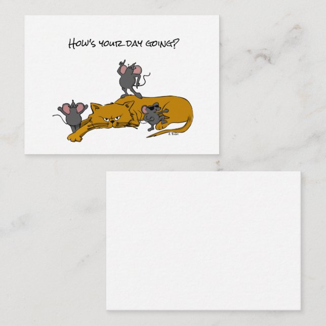 Cartoon Cat and Dancing Mice  Card (Front/Back)