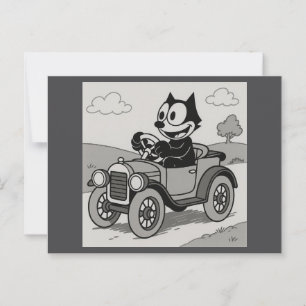 Cartoon Cat Car Postcard