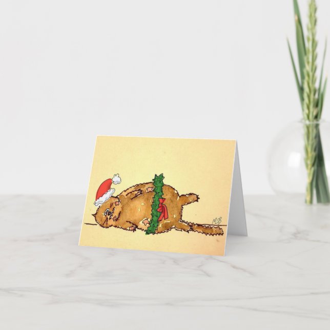Cartoon Cat Christmas Card (Front)