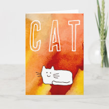 Cartoon Cat Doodle Line Art Folded Greeting Card