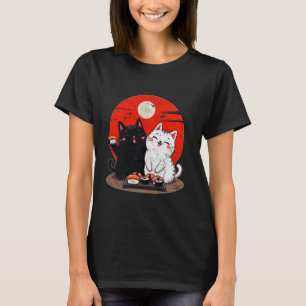 Cartoon Cat Eating Sushi Lover Women Men Kids Cute T-Shirt