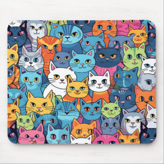 Cartoon Cat Face Mouse Pad