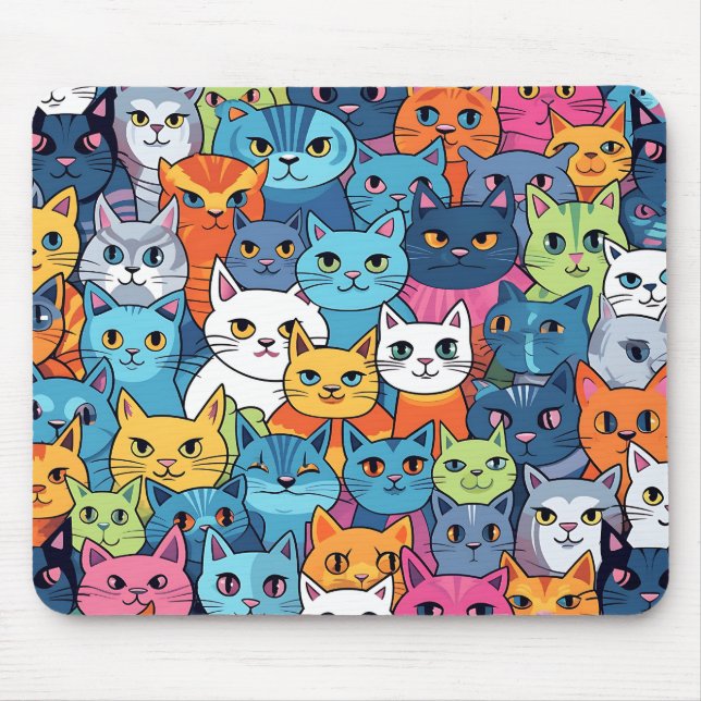 Cartoon Cat Face Mouse Pad (Front)