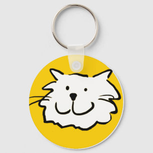 Cartoon Cat Face Showing a Smiling Cat Keychain