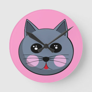 Cartoon Cat Face Wall Clock