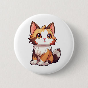 Cartoon cat illustration 2 inch round button