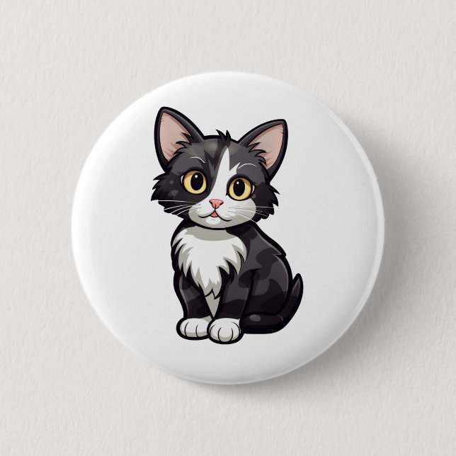 Cartoon cat illustration 2 inch round button (Front)