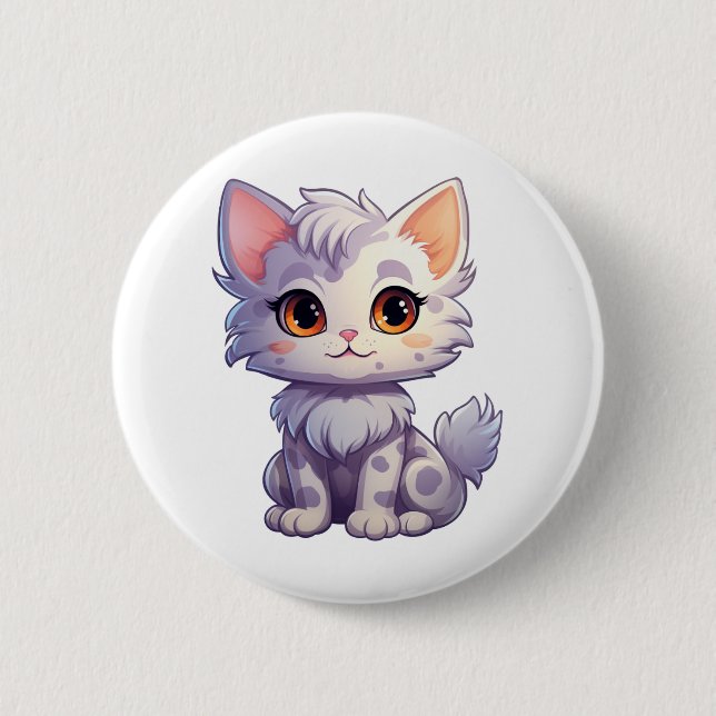 Cartoon cat illustration 2 inch round button (Front)