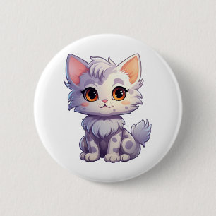 Cartoon cat illustration 2 inch round button