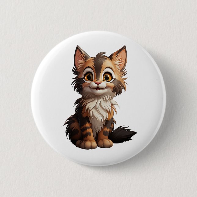 Cartoon cat illustration 2 inch round button (Front)