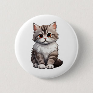 Cartoon cat illustration 2 inch round button