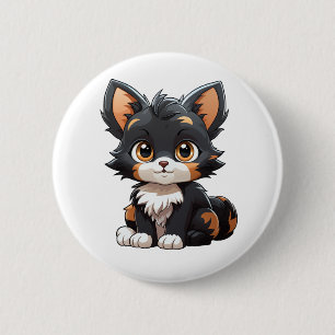 Cartoon cat illustration 2 inch round button