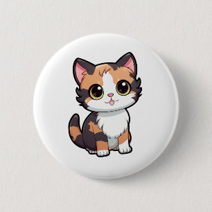 Cartoon cat illustration 2 inch round button