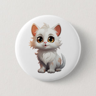 Cartoon cat illustration 2 inch round button