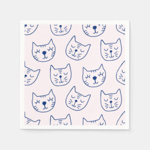 Cartoon cat illustration napkin