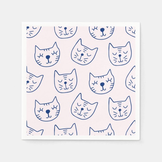 Cartoon cat illustration napkin (Front)