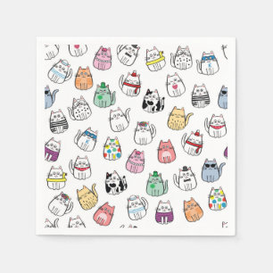 Cartoon cat illustration napkin