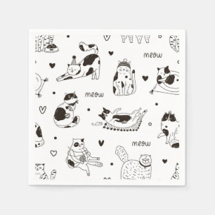 Cartoon cat illustration napkin