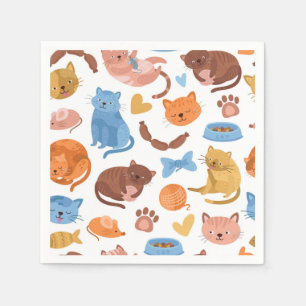 Cartoon cat illustration napkin
