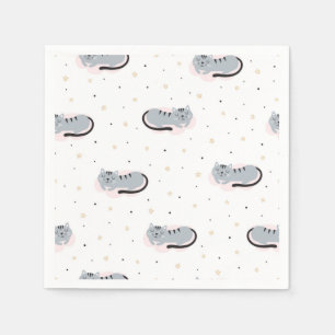 Cartoon cat illustration napkin