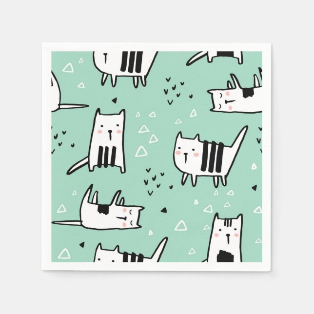 Cartoon cat illustration napkin (Front)