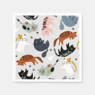 Cartoon cat illustration napkin