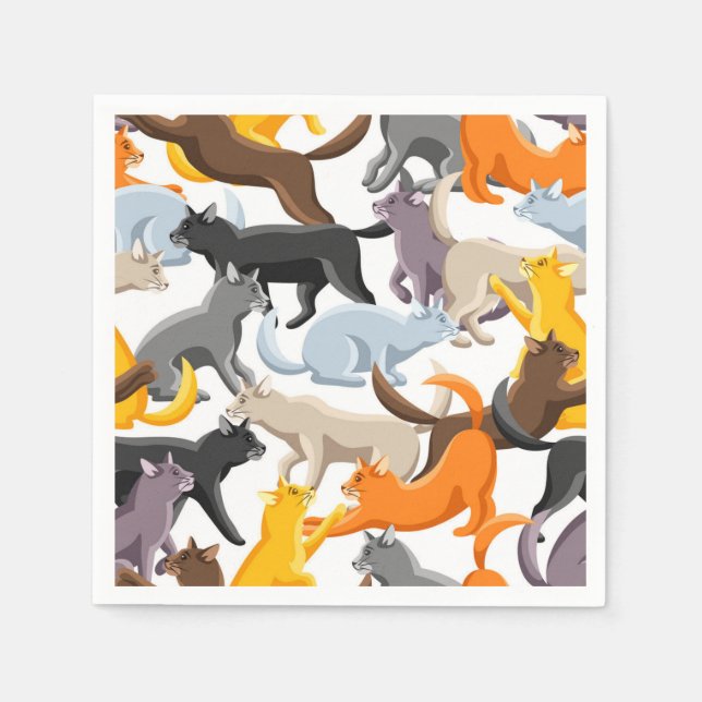 Cartoon cat illustration napkin (Front)